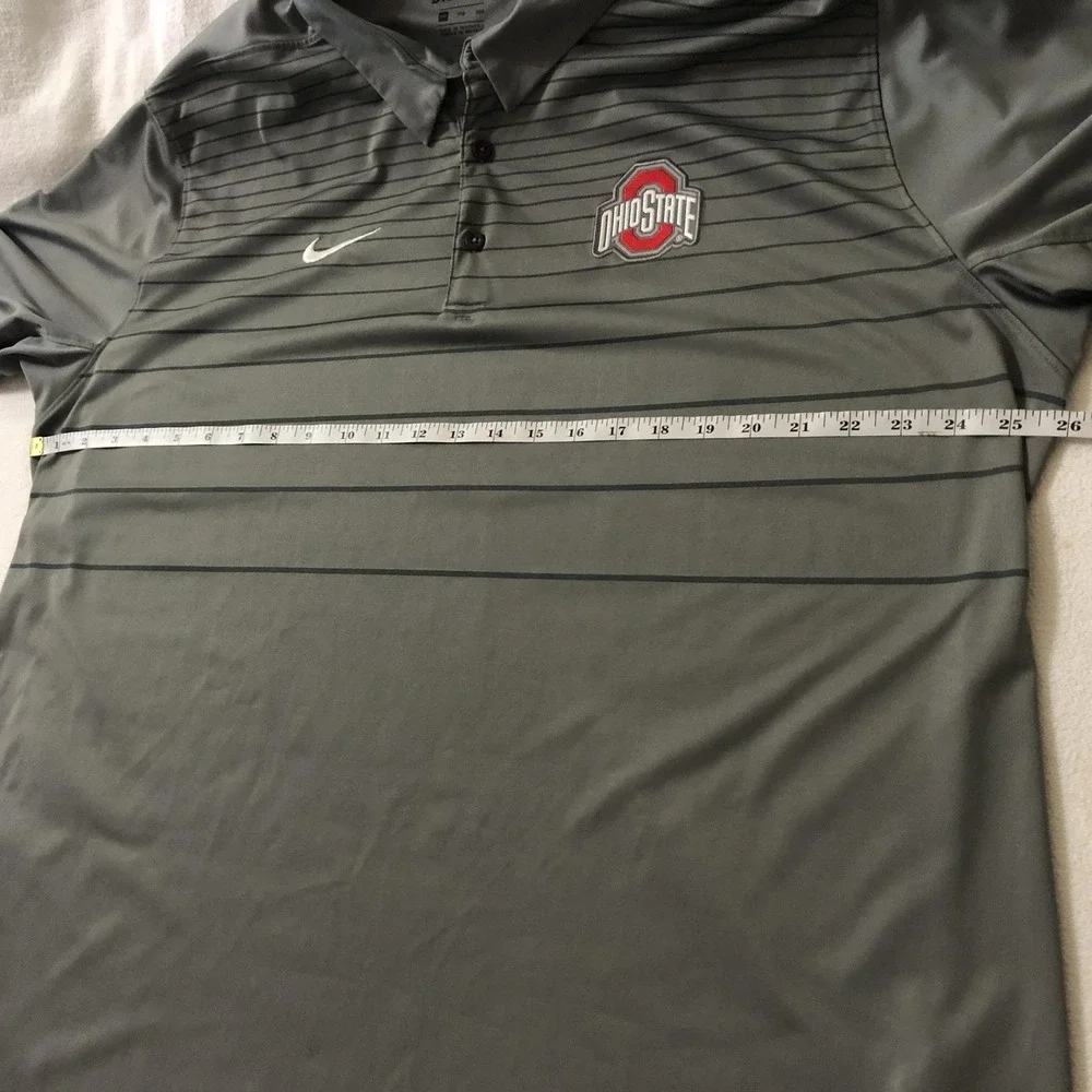 Ohio State Buckeyes‎ Shirt Mens 2XL Gray Striped Nike Dri Fit Polo NCAA Football